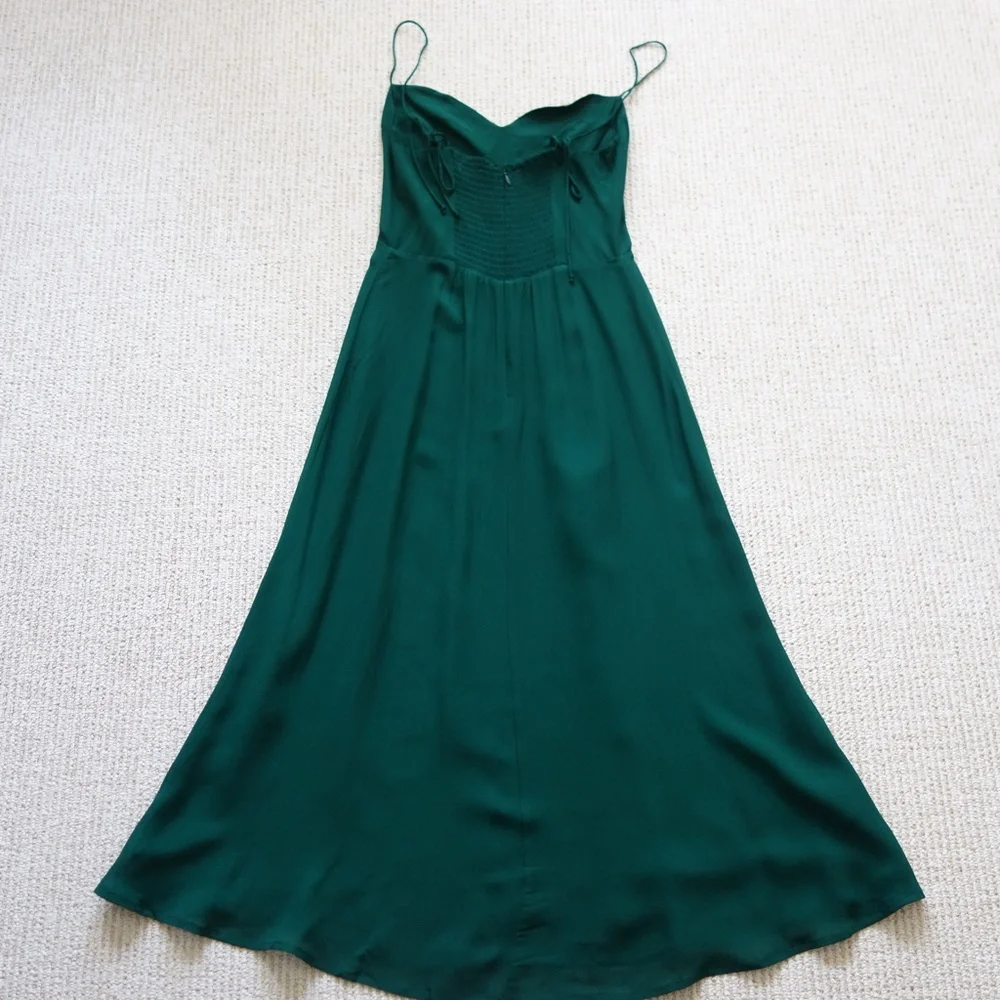 NEW Reformation Juliette Dress Emerald Green - Picture 7 of 16
